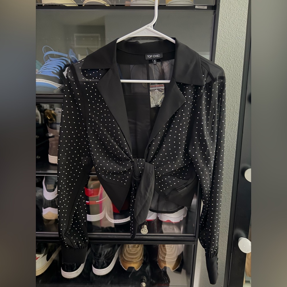 MOVING SALE!! $10!!Black Rhinestone Top